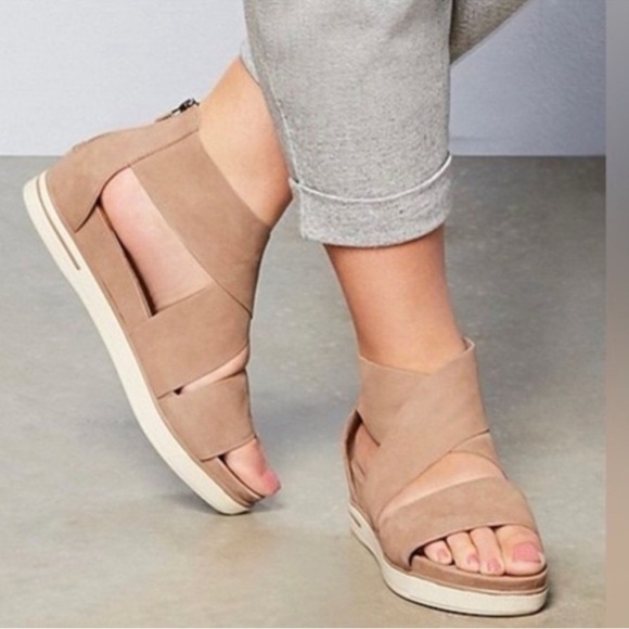 Eileen Fisher Shoes - Eileen Fisher Tumbled Nubuck Leather CrissCross Banded Sport Sandals Size 8 1/2